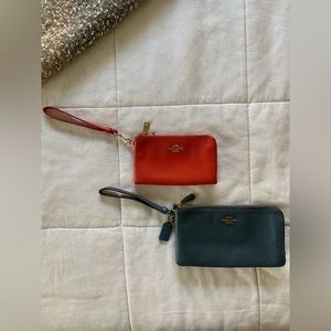 Vintage Coach Wristlet Double Zipper Blue&Red